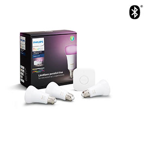 Kit de inicio Hue: paquete de tres bombillas LED E27 White and Colour  Ambiance + Hue Bridge